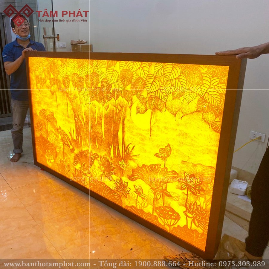 Tranh trúc chỉ cây bồ đề cho bàn thờ Phật