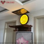 Tranh hoạ tiết lá bồ đề trang trí bàn thờ Phật