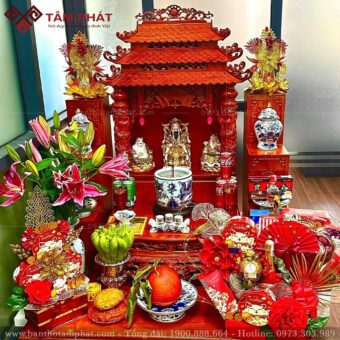 Bàn thờ Ông Địa Thần Tài gỗ Hương mẫu BTT-3321