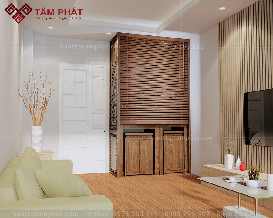 Rèm sáo gỗ bàn thờ mẫu REM-0015