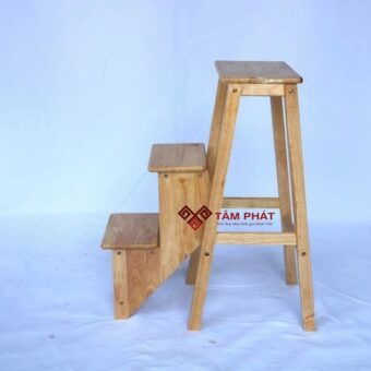 Ghế thắp hương gấp gọn 3 bậc gỗ cao su mẫu GH-003