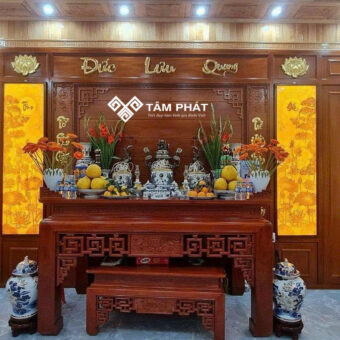 Thi công lắp đặt phòng thờ gia tiên kích thước lớn mẫu BT-1555