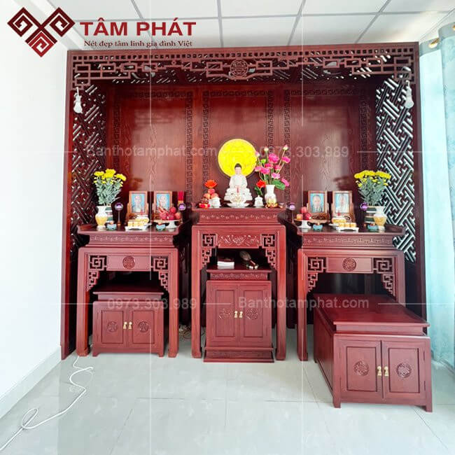 Phòng thờ 3 bàn đứng kết hợp BT-1244