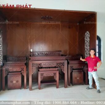 Phòng thờ 3 bàn BT-1247 thi công lắp đặt trọn gói bởi Tâm Phát.