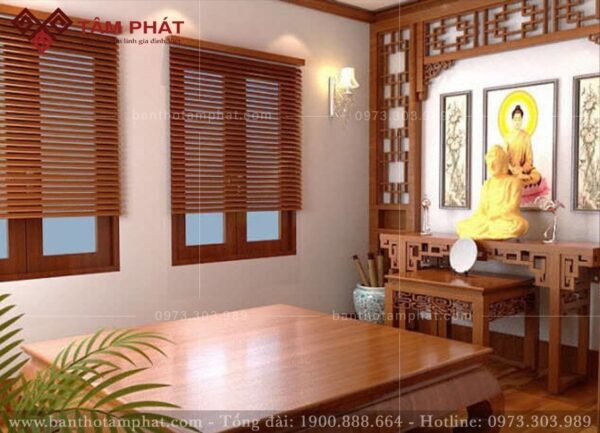 Rèm che cửa sổ phòng thờ Phật mẫu REM-0043.