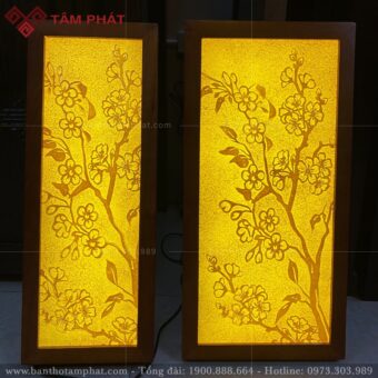 Tranh trúc chỉ hoa đào độc đáo, thiết kế riêng.