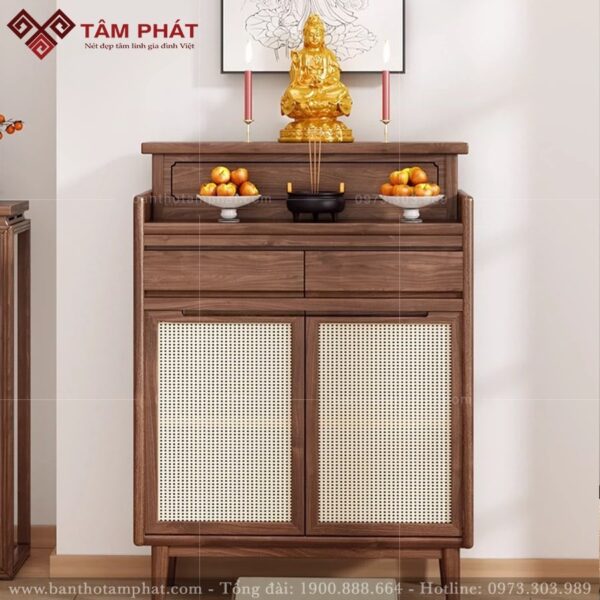 Mẫu tủ thờ BT-1209 thiết kế 2 tầng thờ Phật.