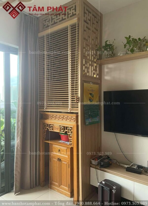 Không gian phòng thờ chung cư đẹp, có chế độ bảo hành lâu năm.