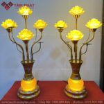 Đèn thờ hoa sen Lưu Ly 5 bông sang trọng.