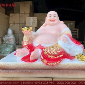 Tượng Phật Di Lặc Ngồi Cầm Thỏi Vàng mẫu DL-7940