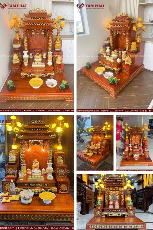 Combo bàn thờ Ông Địa Thần Tài gỗ Hương được nhiều Khách hàng VIP lựa chọn
