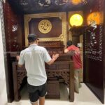 Bàn thờ đứng nhị cấp gỗ tự nhiên thờ Gia Tiên.