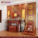 Bản vẽ 3D xem trước phòng thờ trước khi thi công.