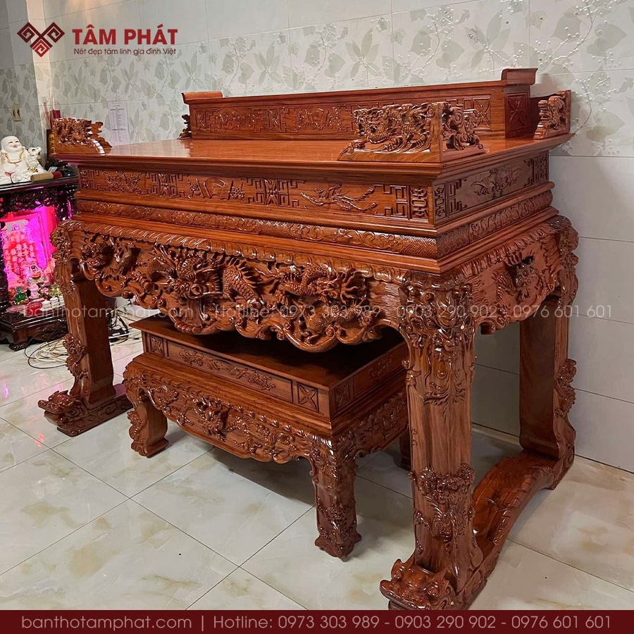Sập thờ Tứ Linh gỗ Hương đẳng cấp ST-1608