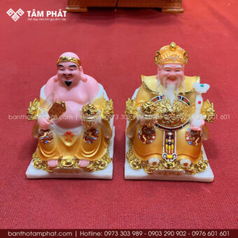 Tượng Thần Tài Thổ Địa bằng đá cao cấp màu vàng mẫu DT-7918