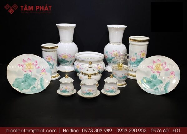 Bộ đồ thờ hoa sen cao cấp mẫu MS-001
