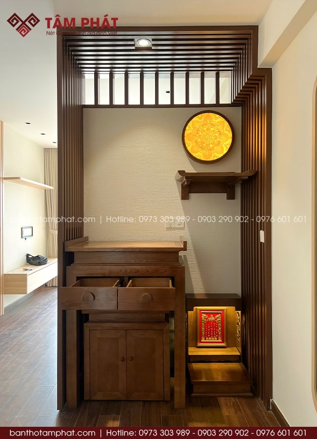 Phòng thờ 3 bàn nhỏ gọn mẫu BT-1645