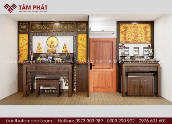 Phòng thờ Phật và Gia Tiên đẹp mẫu BT-1629
