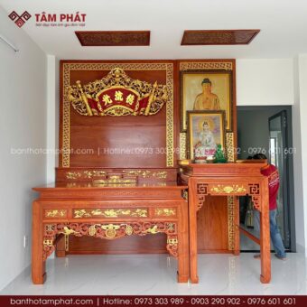 Phòng thờ Phật và Gia Tiên gỗ hương đẹp mẫu BT-1624