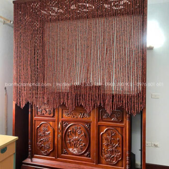 Rèm che tủ thờ bằng hạt gỗ REM-0069