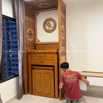 Mẫu phòng thờ BT-1670 có 2 cấp, dễ dàng thờ tự, cúng đơm.