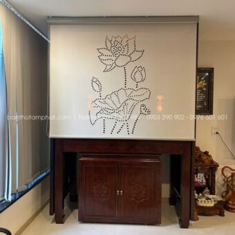 Phòng thờ chung cư kèm rèm che đẹp tại phòng khách mẫu BT-1691
