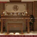 Cân đối kích thước phòng thờ hài hòa mang lại cảm giác trang nghiêm mà vẫn gần gũi, giúp gia chủ an tâm khi bày biện đồ thờ cúng.
