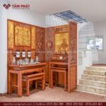 Phương án 3D tổng quan phòng thờ tại tầng thượng.