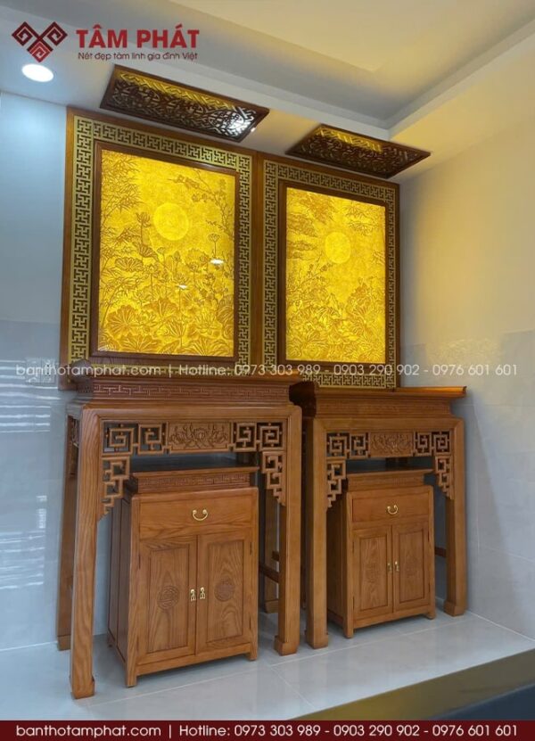 Không gian thờ BT-1706 hài hòa, ấm cúng, có giá trị thẩm mỹ cao.