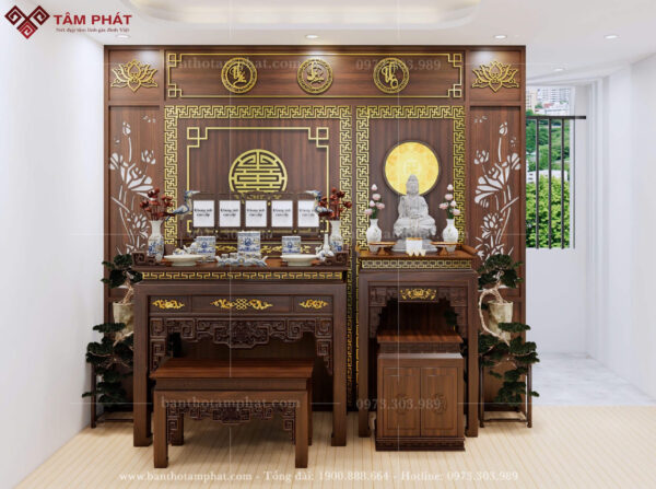 Phòng thờ Phật và Gia Tiên sang trọng mẫu BT-1740