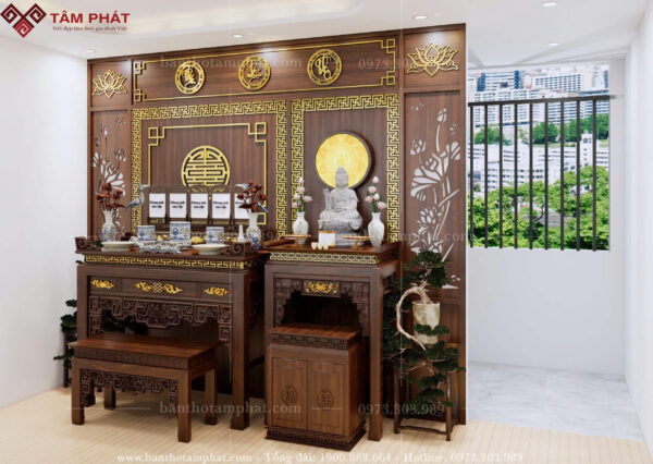 Phòng thờ BT-1740 được biến hóa linh hoạt theo diện tích thực tế cho mọi kiểu không gian.