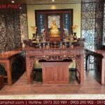 Bố trí vật phẩm thờ tự hài hòa, tăng tính thẩm mỹ lên cao.