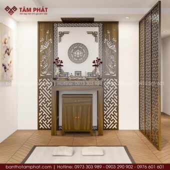 Phòng thờ kết hợp vách ngăn đẹp mẫu BT-1764