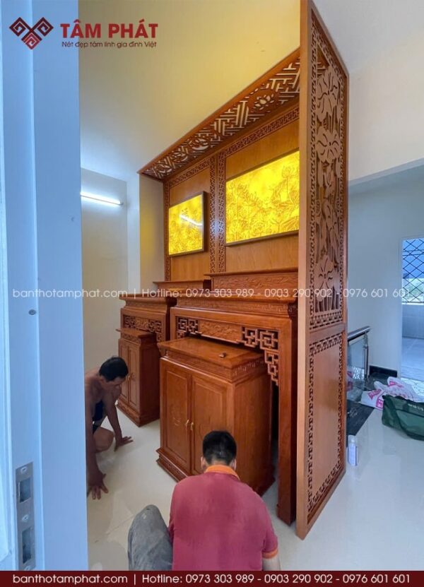 Phòng thờ song bàn nhị cấp chuẩn nghi lễ mẫu BT-1768