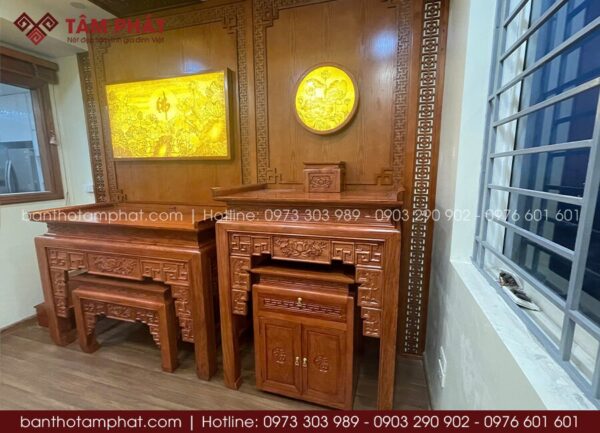 Chất liệu gỗ Hương sang trọng, bền đẹp theo thời gian.