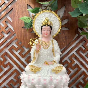 Tượng Quan Thế Âm Bồ Tát Tọa Sen Hào Quang Tròn